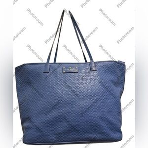 KATE SPADE PENN PLACE EMBOSSED MARGARETA TOTE BLUE COLOR